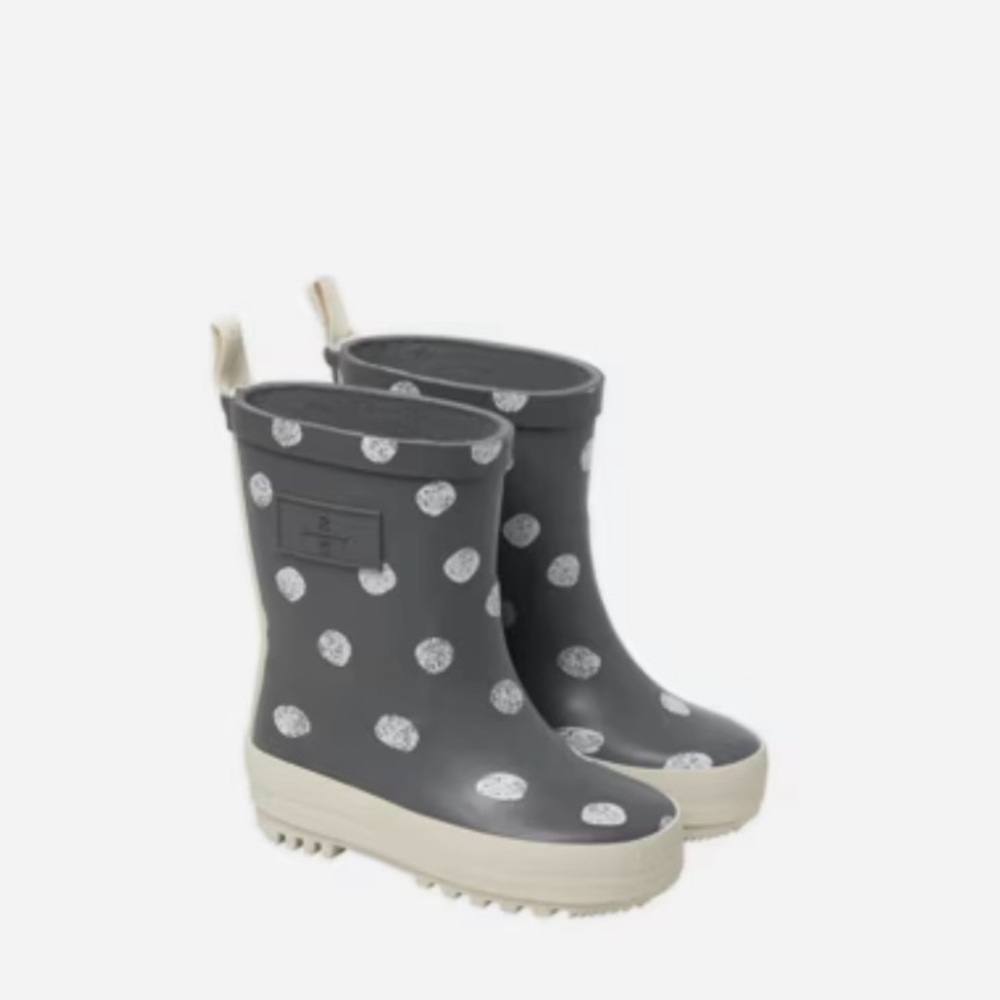 Kids Gray Polka Dot Rain Boots